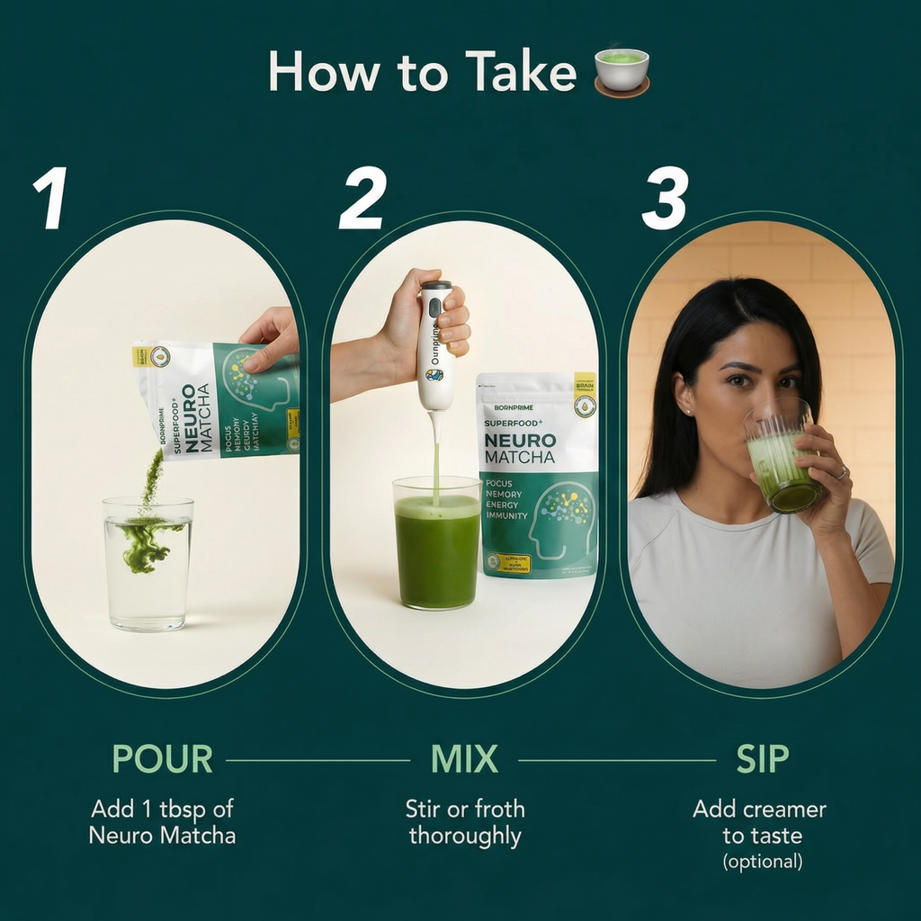 BORNPRIME NeuroMatcha Mushroom Matcha With Alpha GPC